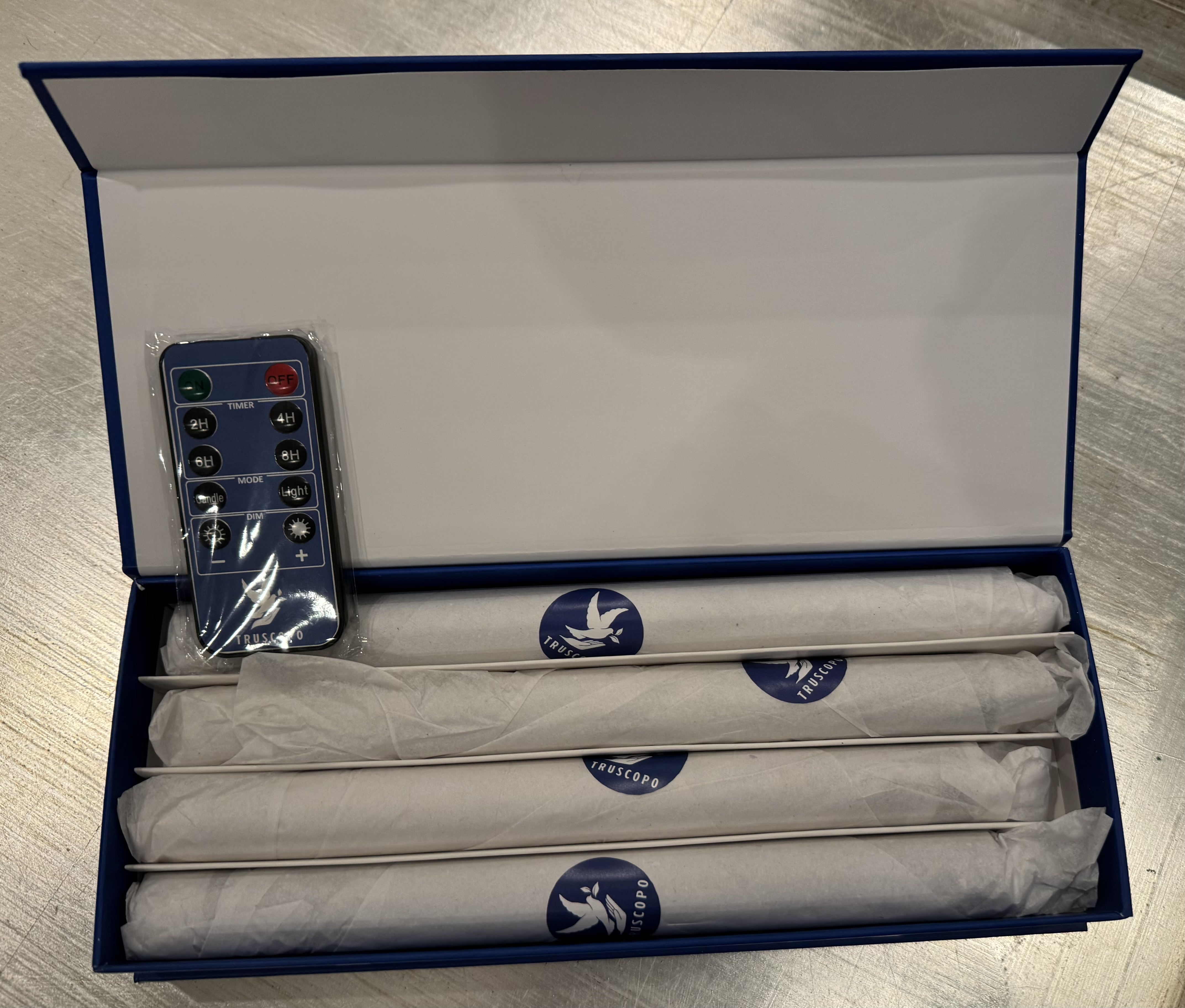 Four LED Candles with Spring Flower Pattern